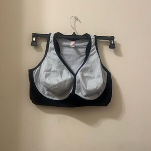 Women’s Navy and Light Blue Full Coverage Sports Bra w Racerback. Size 2X